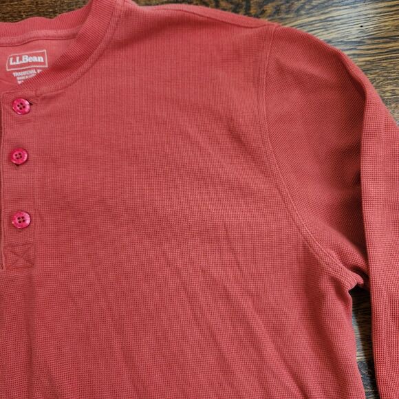 LL Bean Thermal Henley Shirt Mens XL Tall Orange Red Outdoor Fall Gorpcore Warm - Picture 5 of 13